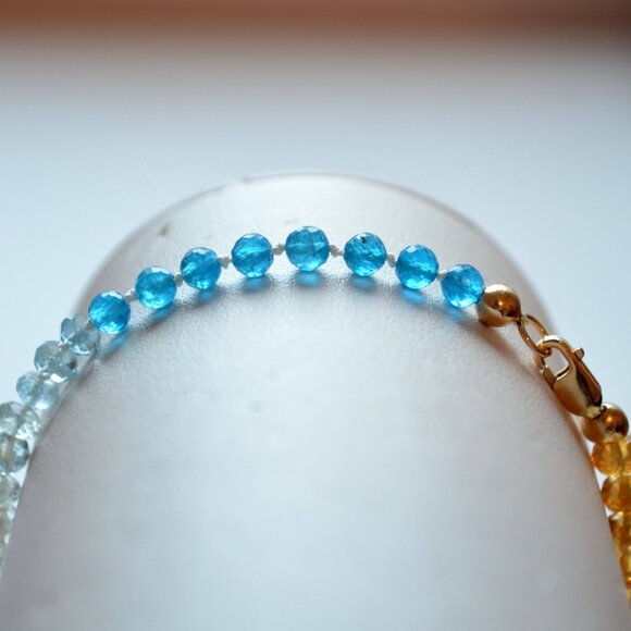 Citrine and Aquamarine Gemstone Bracelet - Picture 3 of 9